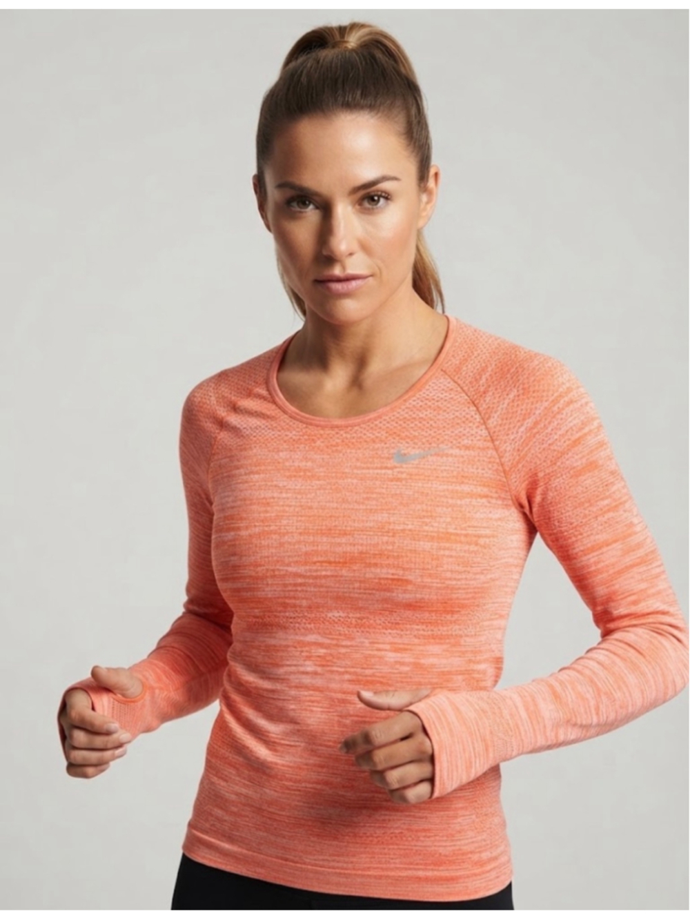 Nike Dri-FIT Long Sleeve Athletic Top, Size M, Orange